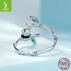 Cute Little Animal S925 Sterling Silver Panda Bamboo Open Ring Female Niche Premium Light Luxury