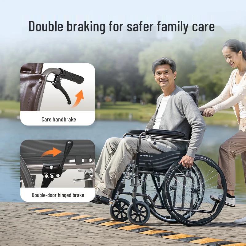 Yuwell H059B Reclining Manual Wheelchair with Commode and Dining Table