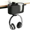 Desk Organizer with Headphone Drink Cup Headphone Desk Smartphone Pen Storage Storage Holder 4-in-1 Hook, Holder, 360-Degree Rotation, Storage, Stand,