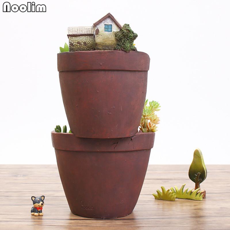 NooLim Resin Succulent Flower Pot – Mini Bonsai Planter for Garden & Home Decoration