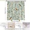 1pc Botanical Birds & Floral Shower Curtain - Pale Mint Green High Quality with 12 Hooks, Rustic Bathroom Decor, Watercolor-li