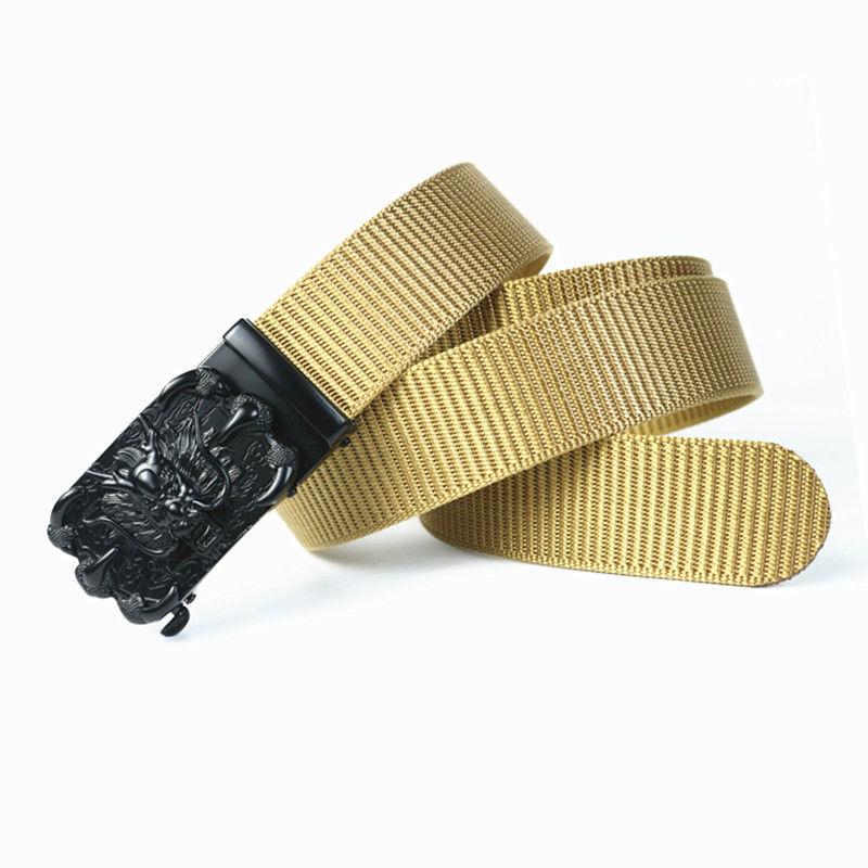 Men'S Nylon Belt Business Automatic Buckle Belt Casual Canvas Toothless Buckle Belt Strength Delivery