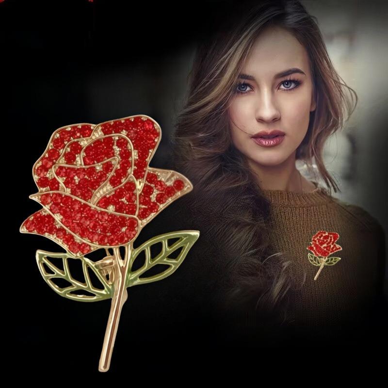 Temperament rose brooch elegant and versatile niche suit anti-light fixed pin brooch new