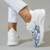 Fashion Floral Printed Knit Sneakers for Women Mesh Breathable Casual Sports Shoes Woman Comfort Slip On Flats Vulcanized Shoes