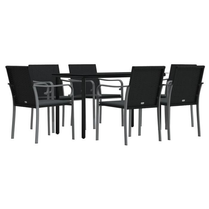 VidaXL Ensemble à manger de jardin 7 pcs coussins résine tressée acier 3186960