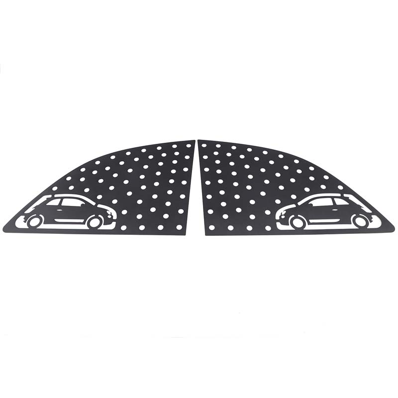 

For Fiat 500 2007-2026 Aluminum Alloy Black Car Rear Triangular Glass Window Honeycomb Decorative Panel Sticker Accessories чёрный