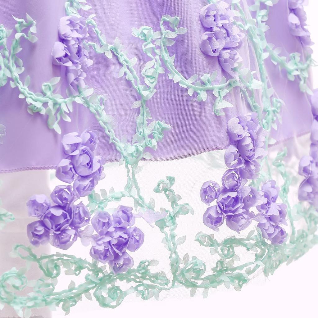 Summer Girls' Children's Dress Children's Wedding Dress Baby's First Birthday Dress Applique Mesh Puffy Skirt