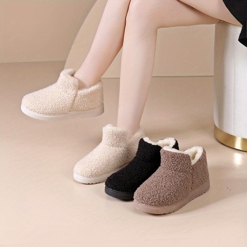 Women's Slip-On Winter Boots Thick Insulated Cold Weather Shoes with Non-Slip Rubber Sole Cozy Indoor/Outdoor House Shoes