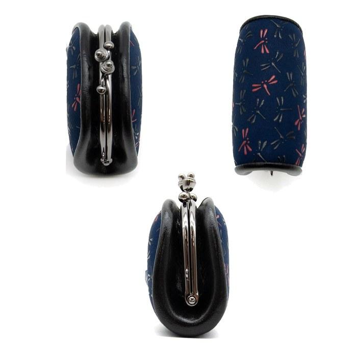 [Inden-ya] Coin Purse Nagomi Dragonfly Traditional Koshu Inden Deer Leather Lacquer Original Brand (No. 7518) Navy