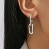 Classic Personality Two Section Double Link Drop Dangle Earrings for Women New Charm Geometry Gold Color Stainless Steel Jewelry