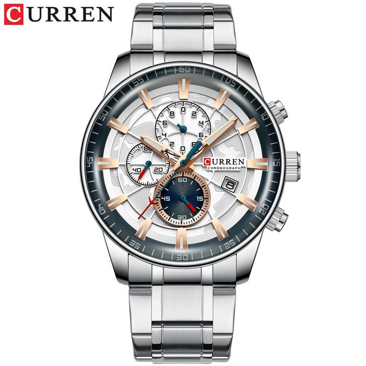 CURREN Men's Calendar Watch with Steel Business Waterproof Quartz Watch
