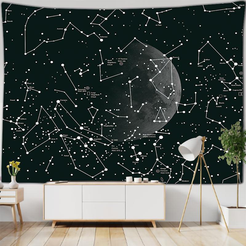 Constellation Wall Tapestry Star Map Art Moon And Zodiac Design Space Decor For Bedroom And Study Room