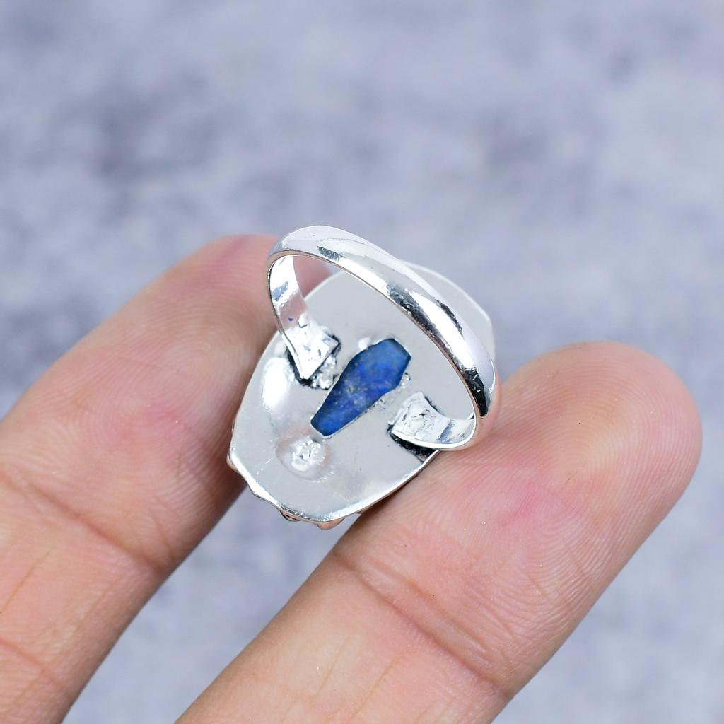 Lapis Lazuli Gemstone Handmade 925 Sterling Silver Jewelry Ring Size 10 M-2591