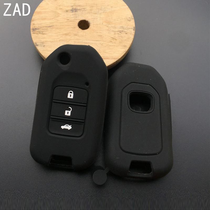ZAD silicone rubber Car Key Cover case for Honda Accord 9 Crider Civic Jade SPIRIOR CR-V Fit 3 Buttons Flip Folding Key