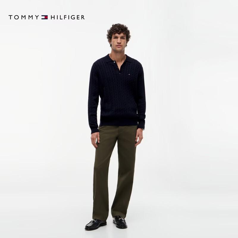 Tommy Hilfiger Pulover polo tricotat în coș pentru bărbați, din bumbac