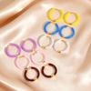 Colorful Enamel Hoop Earrings for Women Girls, Stainless Steel Small Circle Huggie Earrings, Fashion Piercing Ear Jewelry Gift