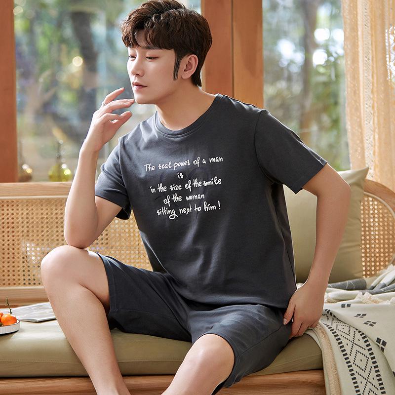 Set de pijamale de vară pentru bărbați din bumbac cu desene animate – cămașă cu mânecă scurtă și pantaloni scurți (2025)