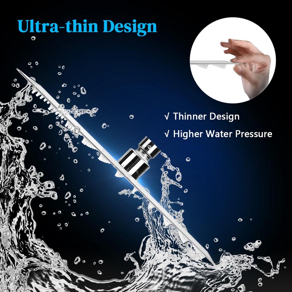 Ultra-thin Rainfall Shower Head Silver Stainless Steel Square Rain Shower 8/10/12 Inches Head Pressurized Big Shower Head