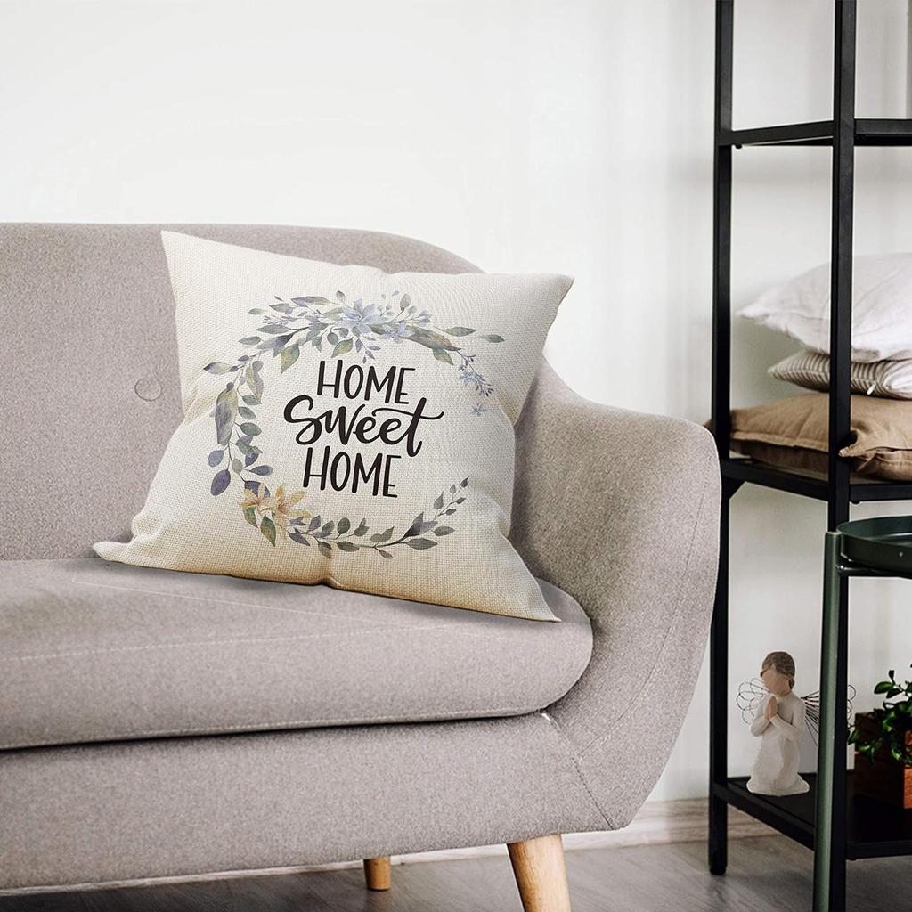 Mancheng-zi Home Sweet Home Pillow Covers 18x18,Farmhouse Throw Pillows,Farmhouse Pillows for Couch,Home Sweet Home Decor,Housewarming Gifts for