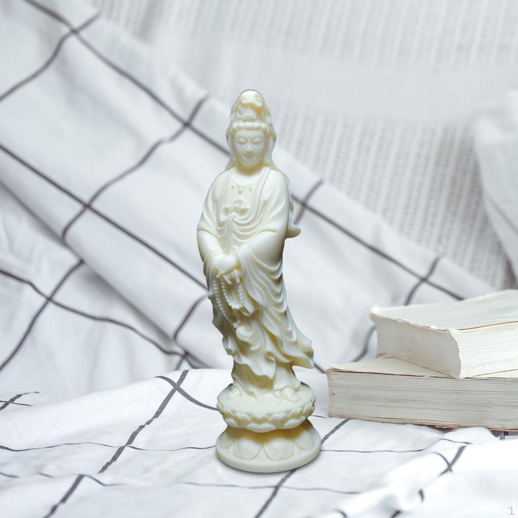 Guanyin Statue Avalokitesvara Figurine Decorative Craving 3.78'' Desktop Miniature Bodhisattva
