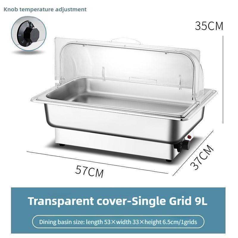 Adjustable Temp Roll Top Food Warmer Stainless Steel Buffet Servers Temp Display Food Warmer Electric Chafing Dish