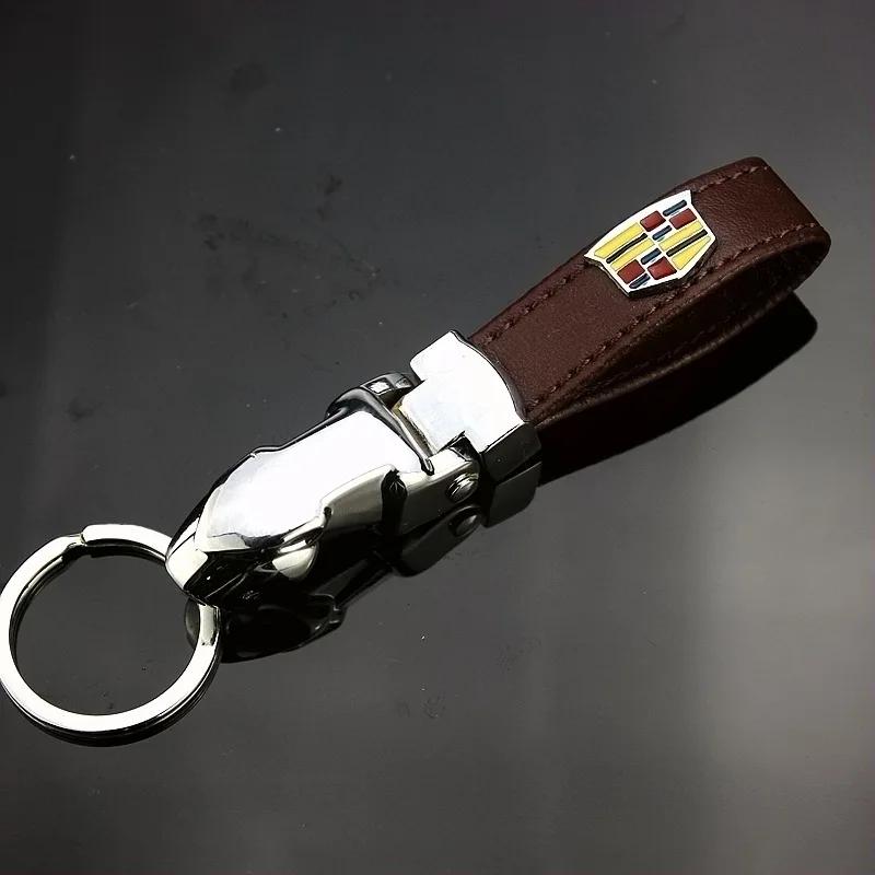 

For Cadillac ATS BLS CT4 CT6 STS XLR XT4 XT5 XTS Escalade EXT SLR Leopard Head Leather Car Keyring Keychain Holder Gift Pendant