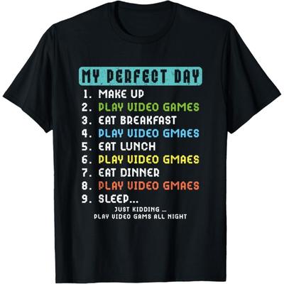 KSDHFE Perfect Day Video Games Funny Gamer Boys & Men T-Shirt