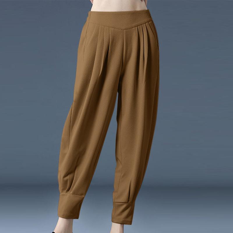 

Женские летние брюки ZANZEA с высокой талией и карманами, со складками S коричневый