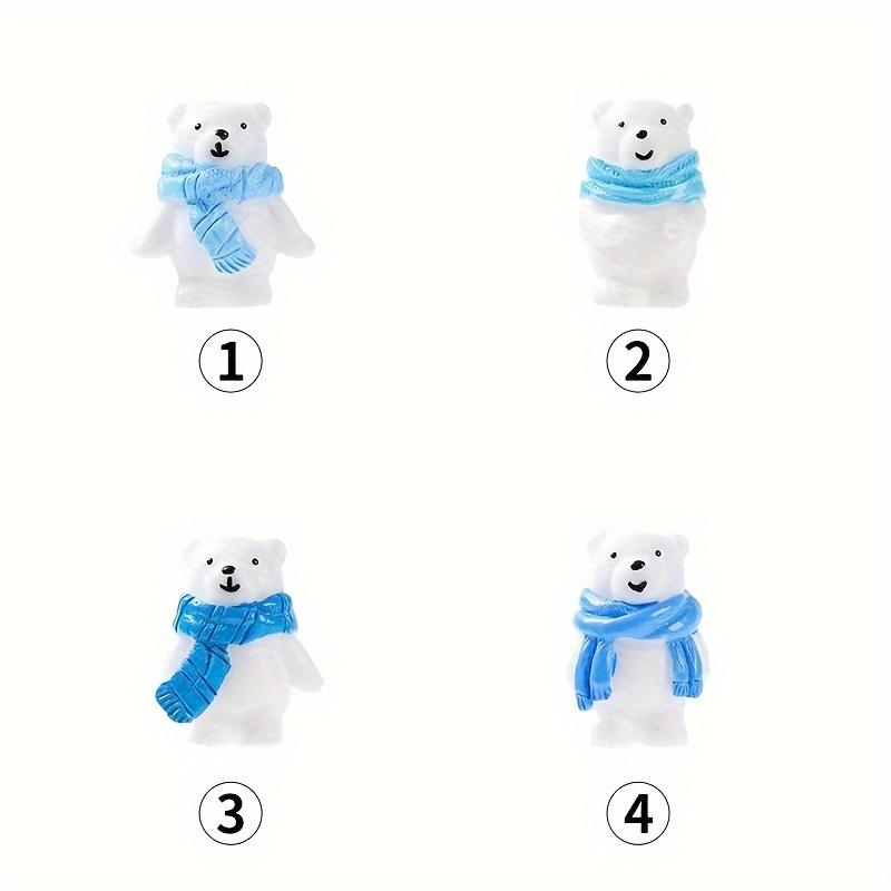 

Набор из 4 смоляных фигурок белых медведей в шарфах, миниатюрный декор в виде айсберга, отдельно стоящие уличные украшения, декор для DIY снежного пейзажа и сада 4pcs