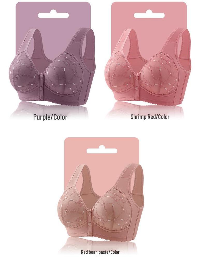 Women's Plus Size Front Buckle Wire-Free Shaping Bra with Wide Straps