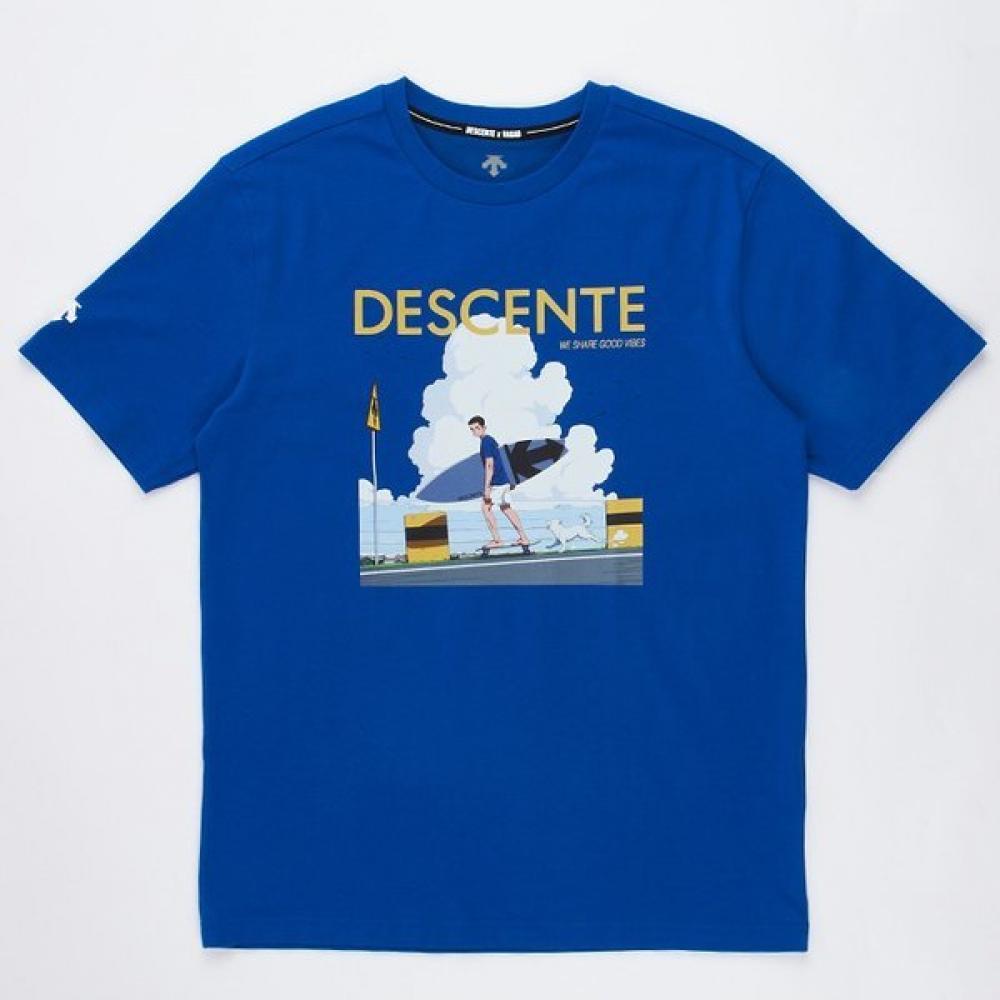 

Футболка с коротким рукавом Descent Common Surfing Graphic Cool Cotton, синяя, Sp223ets63 Blue/95