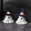 Halloween Ornament Ghost Mage Style Resin Statue Playful Smile Face Figure Lightweight Halloween Party Decor