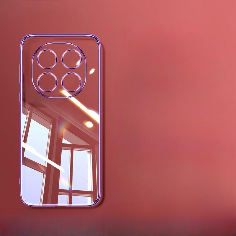 

Прозрачный силиконовый чехол с гальваническим покрытием для Xiaomi Redmi Note 14 Pro Plus 14C 4G 5G, мягкая задняя крышка с квадратной рамкой Redmi Note 14ProPlus фиолетовый