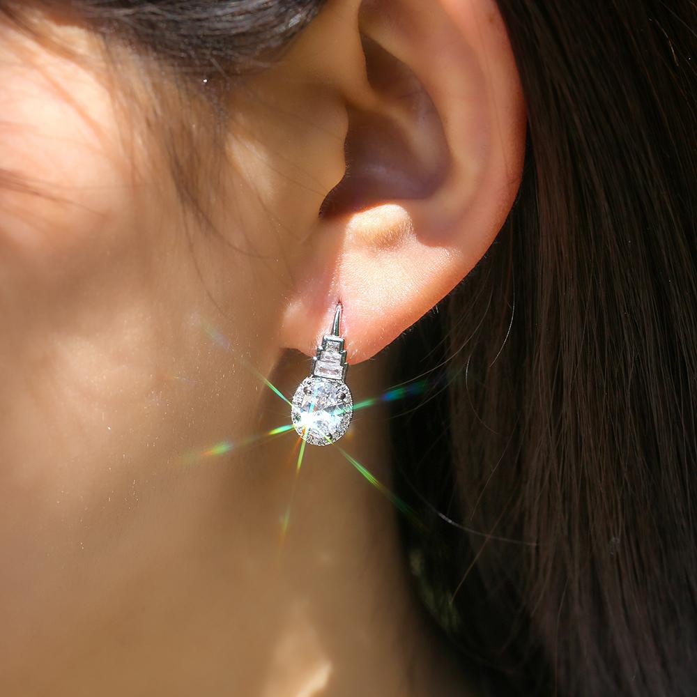 Style Round Cubic Zirconia Drop Earrings Classic Design Wedding Engagement Gift for Women Exquisite Earrings