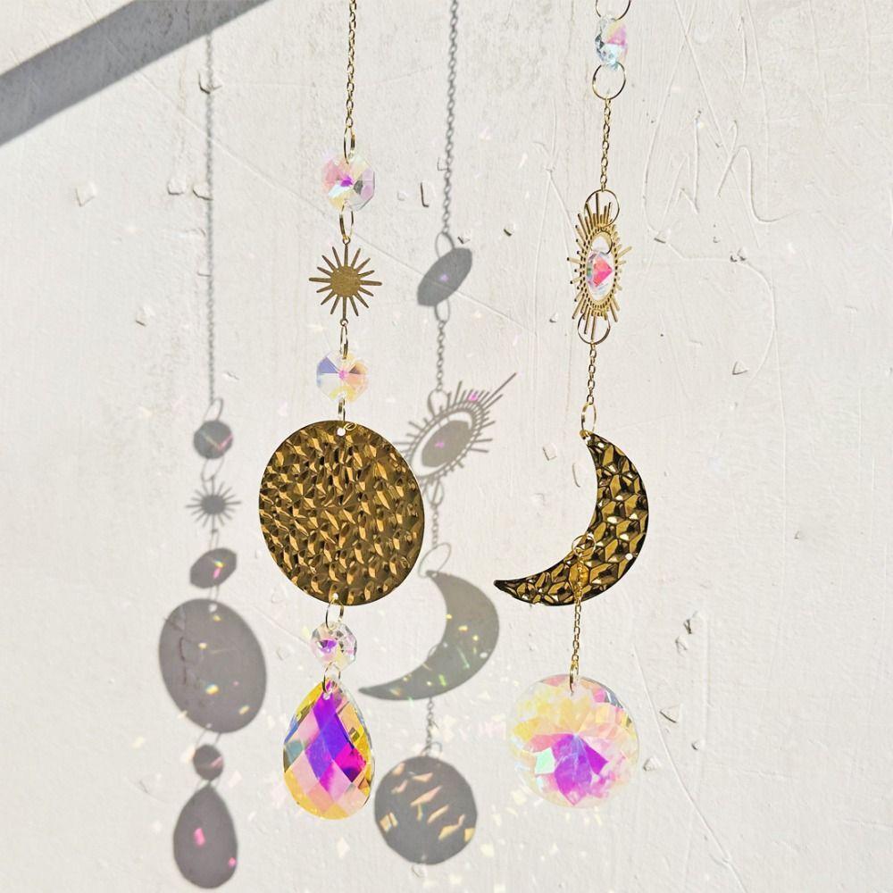

Блестящий хрустальный колокольчик с лунным окном, подвесной сад Suncatchers Style C