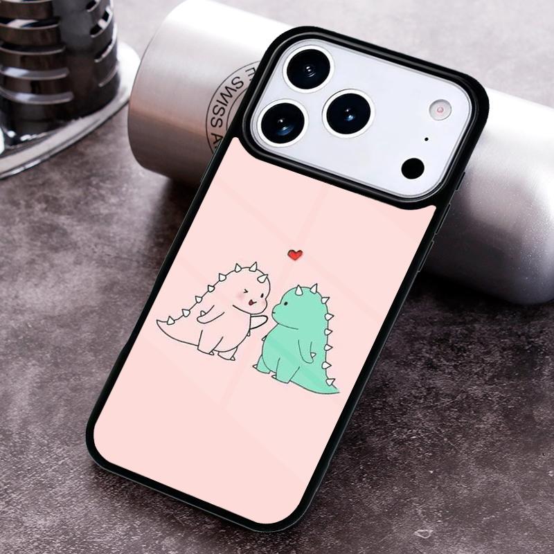 Dinosaur Couple Cat Pinch Face Phone Case For iPhone 17 16 15 14 13 12 11 Pro Max Plus 17Air Soft Silicone Cover