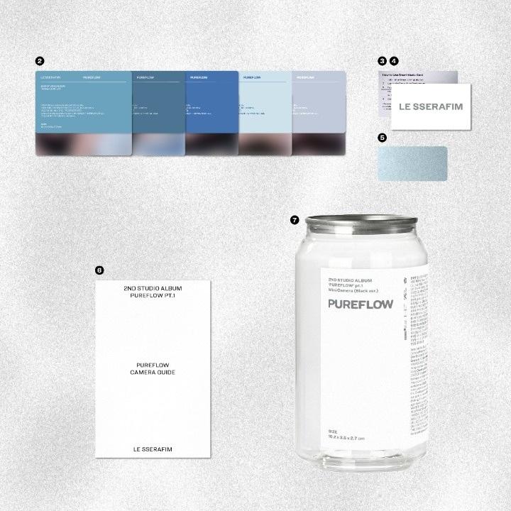 [Pre-Ordine]LE SSERAFIM - Secondo Album in Studio 'PUREFLOW' pt.1 Mini Fotocamera (Versione blu) | Album Ufficiale K-pop(La spedizione inizia il 30 giugno)