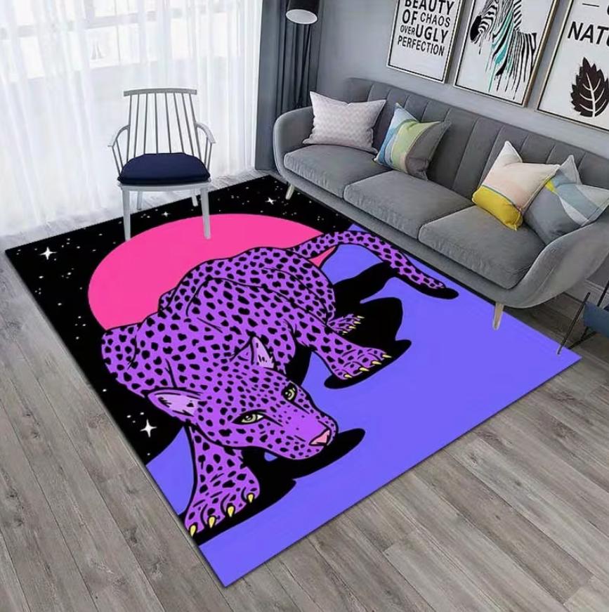 3D Leopard on Pink Sofa Area Rug Non Slip Washable Carpet for Living Room Bedroom Makeuproom  Home Decoration Doormat