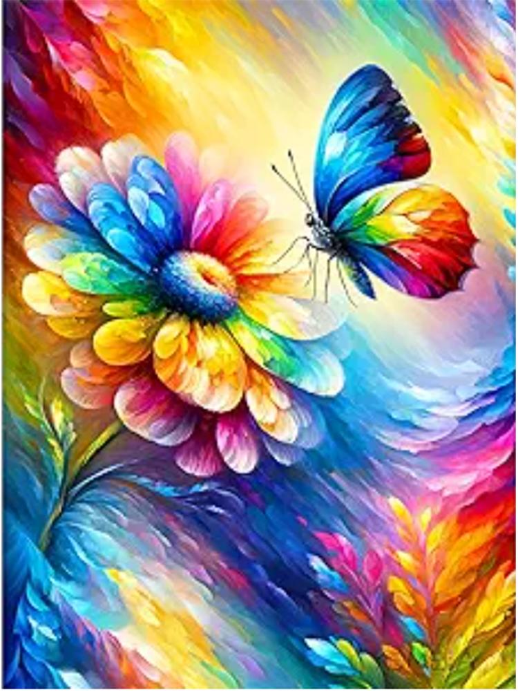 5DDIY Diamond Painted Butterfly Animal Diamond Cross Embroidery Dream Flower Embroidery Landscape Home Wall Decoration