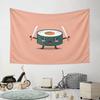 Samurai Sushi Warrior Illustration Pattern Wall Hanging Tapestry Decorative Tapestry Home Decor for Bedroom and Living Room