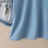 ZANZEA Damen Casual Stehkragen Print Patchwork 3/4 Ärmel Bluse