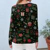 Women's Fashion Casual Long Sleeve  Print Round Neck Top