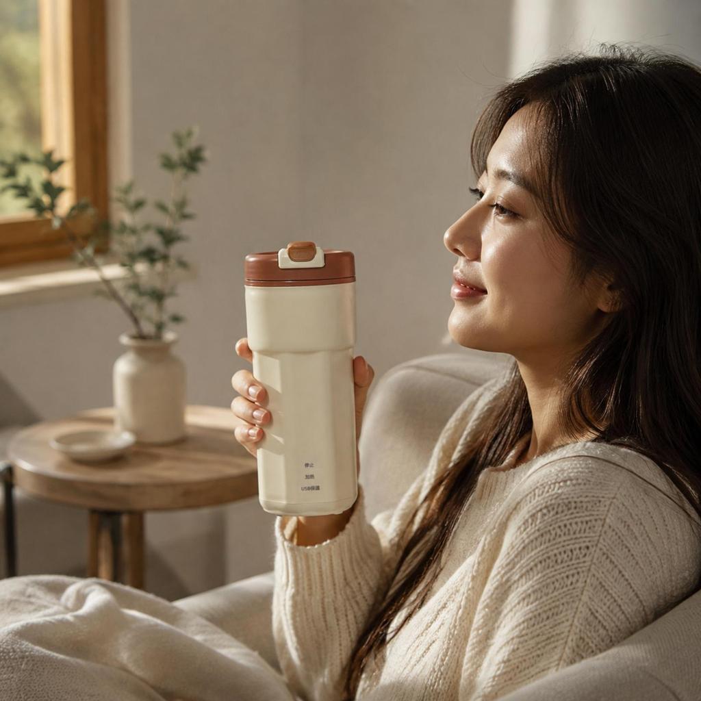 Portable Electric Heating Cup Easy to Clean Heated Travel with Stainless