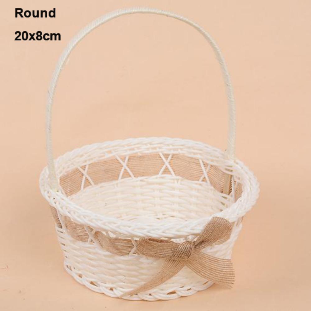 Beautiful Hand Made Storage Baskets With Handle Wicker Flower Basket  For Plant Home Wedding