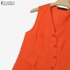 ZANZEA Women Sleeveless Vest Tops and Skirts Summer Two Piece Suit Sets
