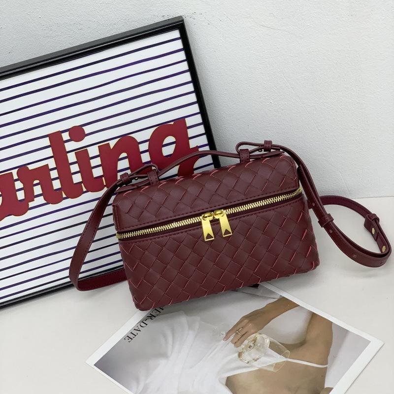 Leather Women's Bag Fashionable Woven 22 Lunch Box Bag Mini Square Bag Portable Shoulder Bag