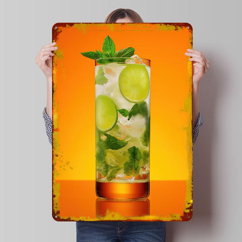 Refreshing Mojito Cocktail Tinplate Poster Customized Wall Art Vintage Retro Metal Signs for Room Decoration Garage Decorations