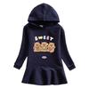 Spring & Autumn Ruffle Cartoon Rainbow Girls' Long Sleeve Hooded Sweatshirt Dress
