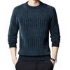 Men Thickened Sweater Casual Round Neck Long-sleeve Knitted Top Warm Pullover Knitwear for Autumn Winter Work Street