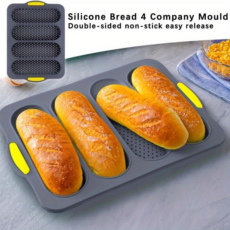 4 Wave Non-Stick Baguette Baking Pan - French Bread Tray for Sandwich & Hot Dog, Heat Resistant Kitchen Baking Tool